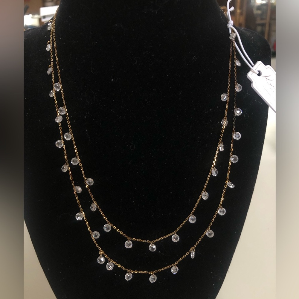 Elegant Gold Necklace with Clear Accents